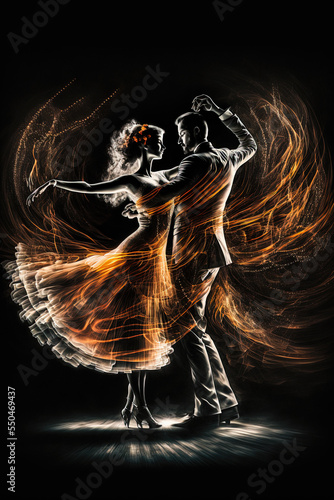 Abstract Gen Art dancing couple strobe effects photo