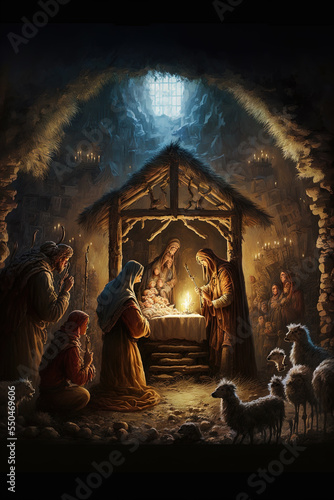 christmas nativity scene with jesus