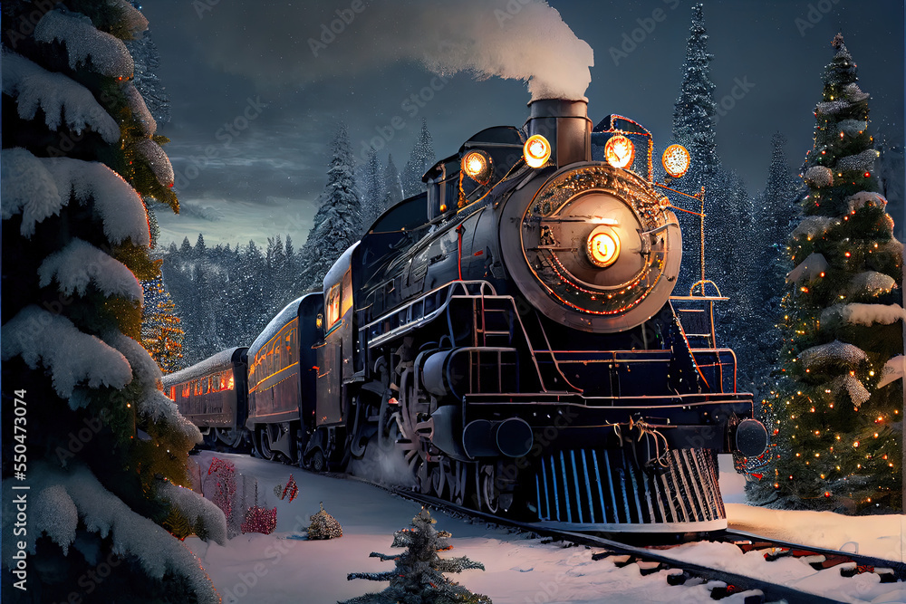 Polar Express Train Generative AI ilustração do Stock