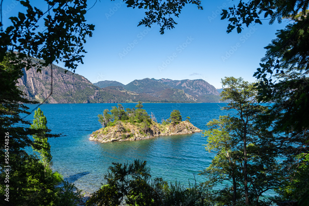 panoramic view of san martin de los andes lake, argentina