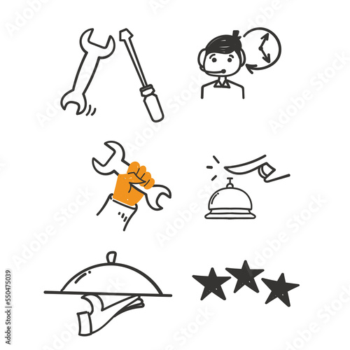 hand drawn doodle Simple Set of Service Related illustration vector