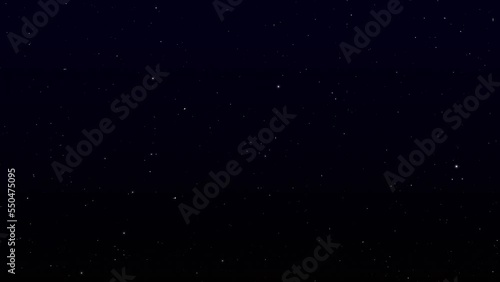 Computer graphics of shooting stars. Flashing stars on a dark background. 4k video footage.