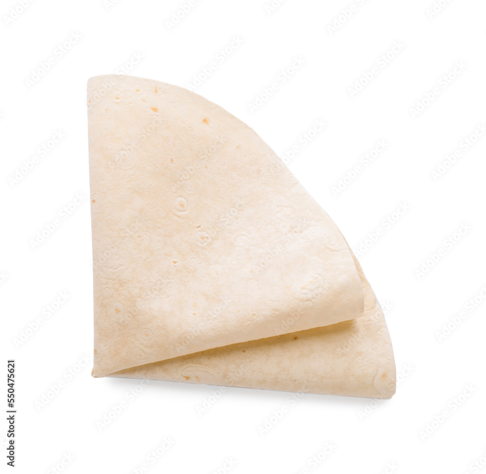 Delicious folded Armenian lavash on white background, top view Delicious folded Armenian lavash on white background, top view