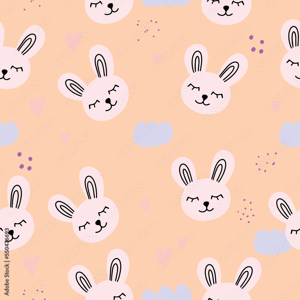 Seamless pattern cute hand drawn rabbit Seamless pattern cute hand drawn rabbit