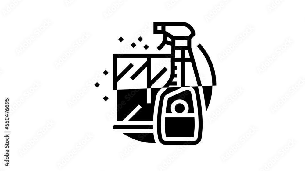 glass cleaner detergent line icon animation glass cleaner detergent line icon animation