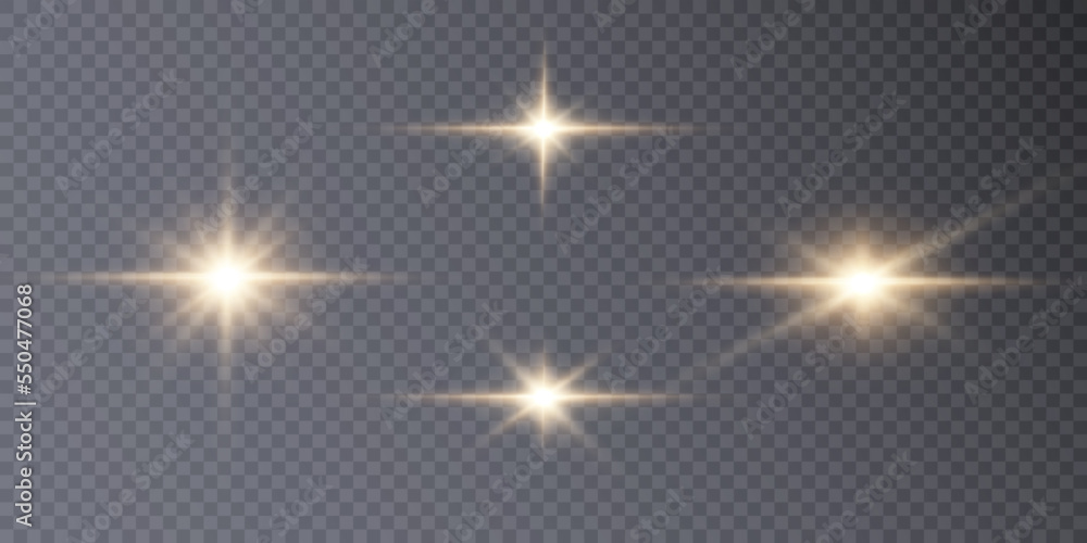 Set of shining golden stars isolated on transparent background. Effects, glare, lines, glitter, explosion, golden light. vector PNG for design and illustrations Set of shining golden stars isolated on transparent background. Effects, glare, lines, glitter, explosion, golden light. vector PNG for design and illustrations
