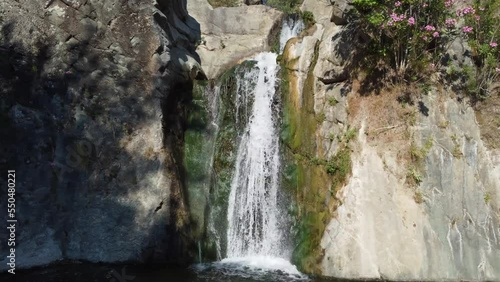 Drone footage of Asiklar Selalesi which means Waterfall of Lovers in Izmir Turkey. photo