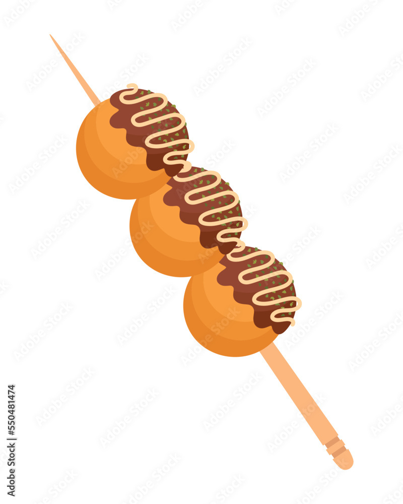 Doodle flat clipart. Cute takoyaki, Asian street food. All objects are repainted. Doodle flat clipart. Cute takoyaki, Asian street food. All objects are repainted.