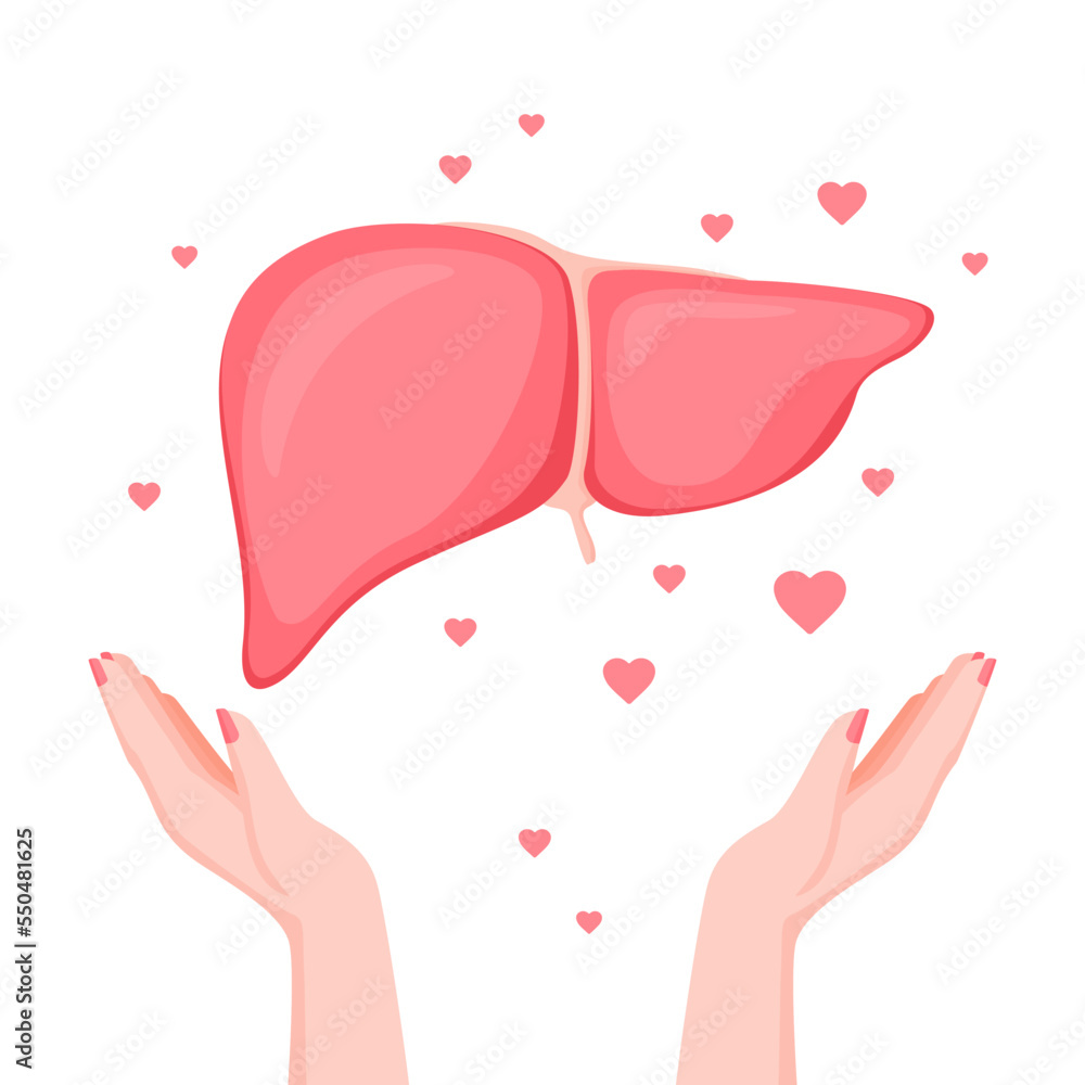 Healthy liver. Love your liver. Liver Awareness Month. Liver care logo