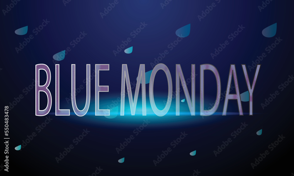 Editable Blue Monday Text Effects with Rain Drop Banner