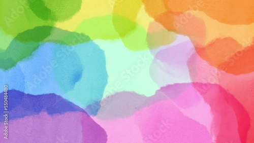 水彩レインボーカラーがゆらゆら動く背景ループ