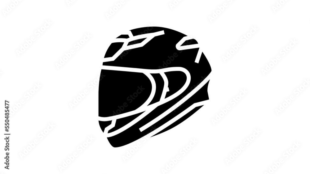 full face motorcycle helmet line icon animation full face motorcycle helmet line icon animation