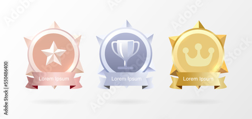 Gold, silver and bronze medals.award medals icons vector set