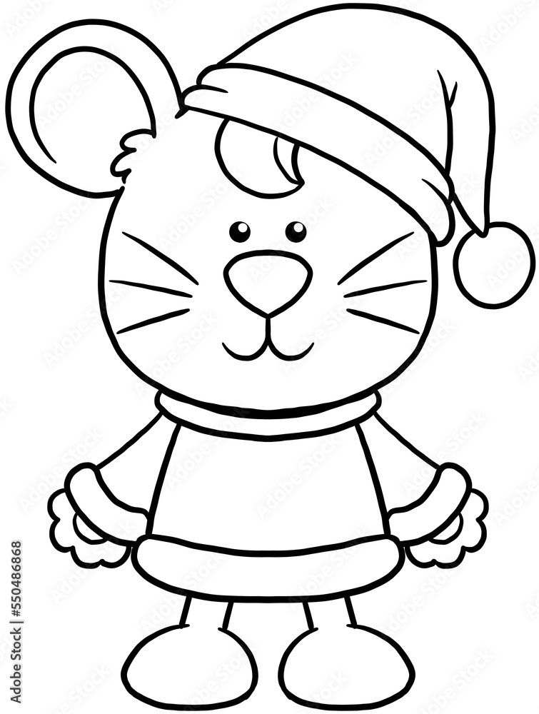 cute christmas cartoon animal character clipart coloring