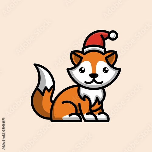 fox and christmas hat illustration
