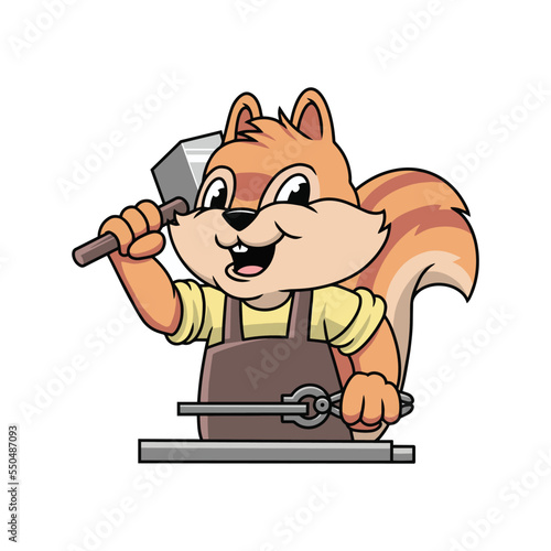 Squirrel blacksmith illustration premium vector
