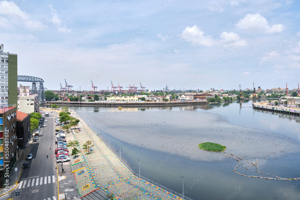View of Vuelta de Rocha, a historic site in the neighborhood of La Boca, from the terraces of