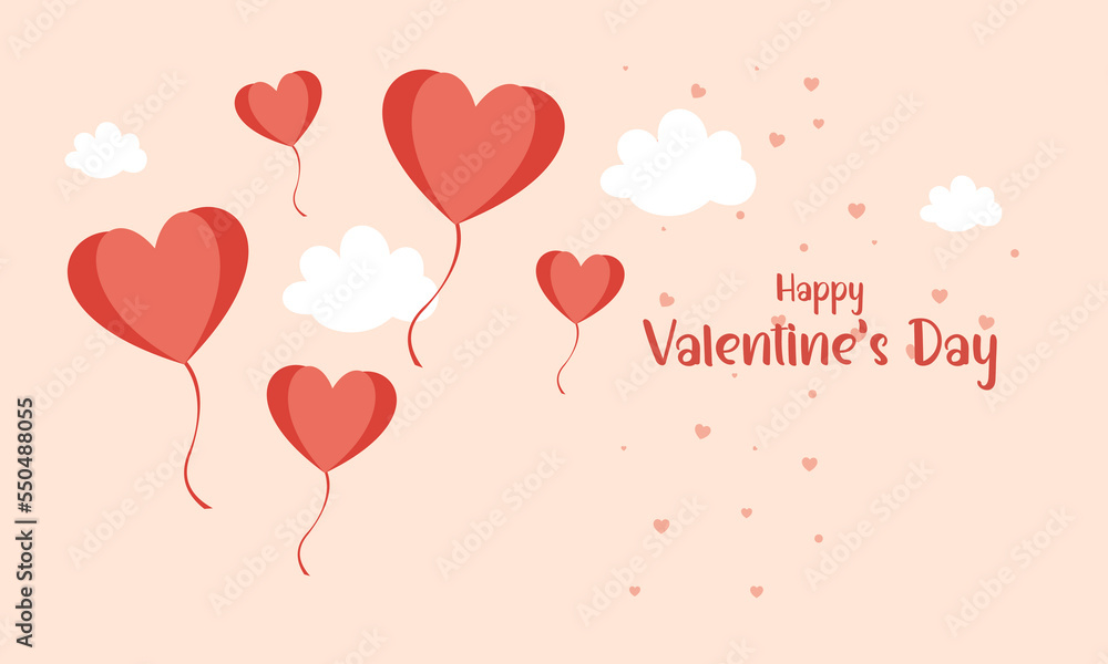 Valentines day background with heart shaped balloons illustration