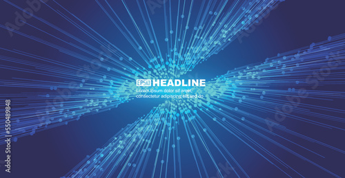 The blue dots and lines extend symmetrically to converge the background of Internet technology big data