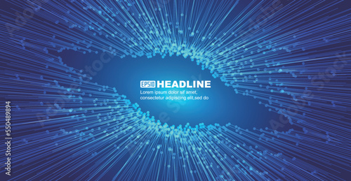 The blue dot line extends symmetrically to converge the big data vector background of Internet technology