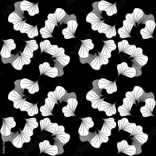 Abstract black and white flowers pattern.