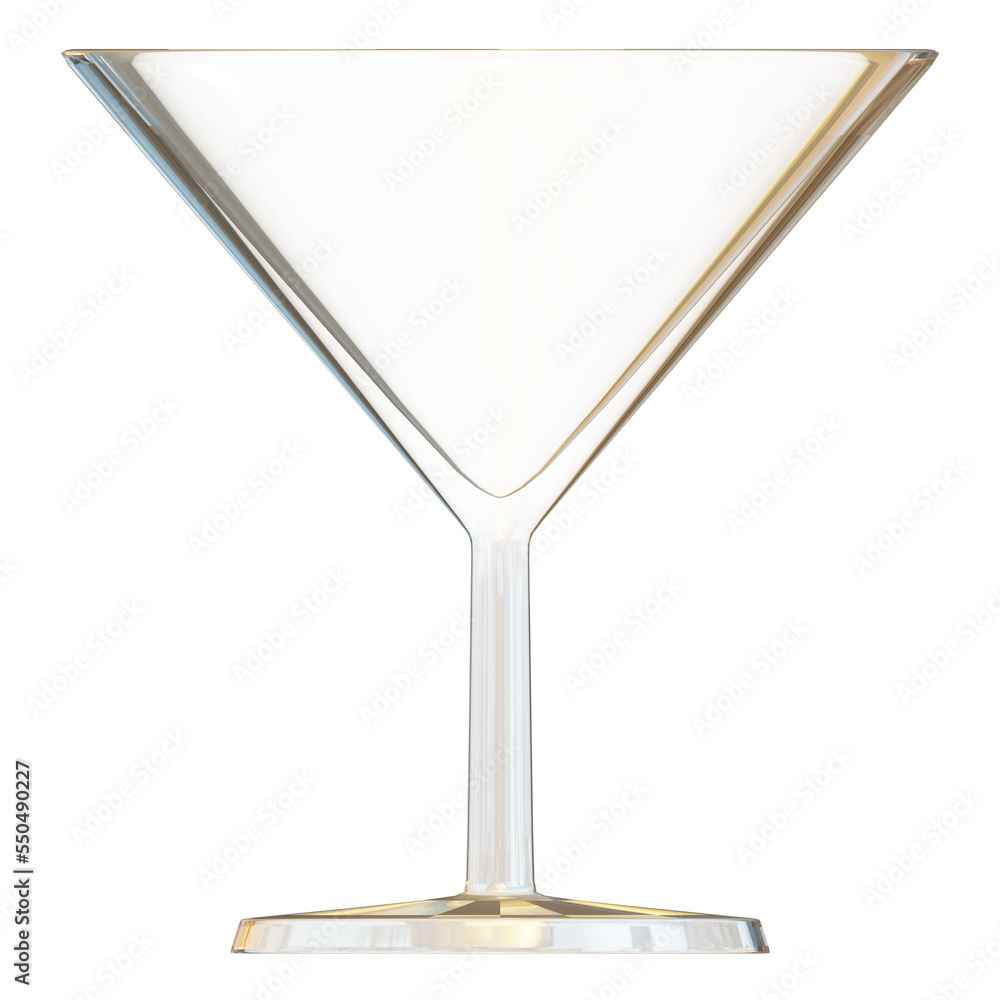 3d illustration of empty martini glass isolated. 3d illustration of empty martini glass isolated.