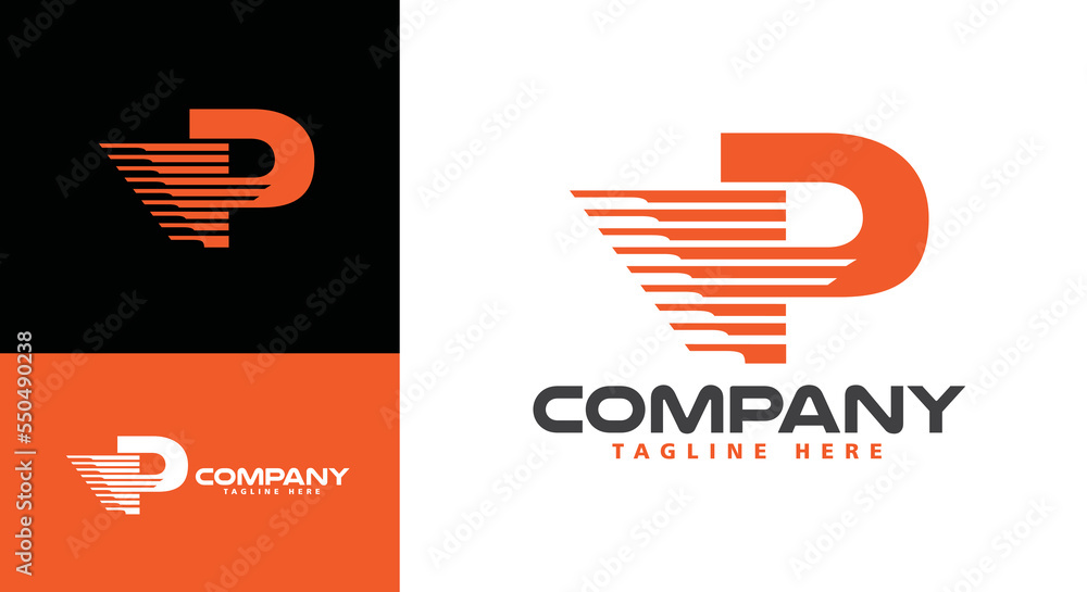 Modern company logo letter P Express for logistics, delivery, travel, shuttle, travel etc. - obrazy, fototapety, plakaty 