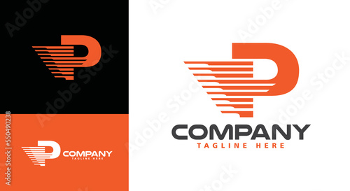 Modern company logo letter P Express for logistics, delivery, travel, shuttle, travel etc.