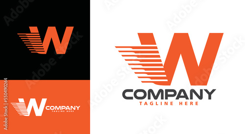 Modern company logo letter W Express for logistics, delivery, travel, shuttle, travel etc.