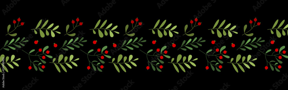 Decoration of leaves and flowers for Christmas background design. Leaf and berry pattern illustration for wallpaper