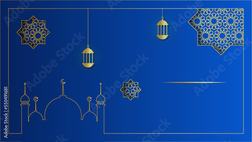 Luxury blue mandala background with golden arabesque pattern Arabic Islamic east style. Decorative mandala for print, poster, cover, brochure, flyer, banner.