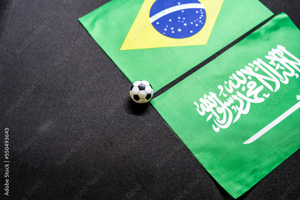 Brazil vs Saudi Arabia, Football match with national flags Brazil vs Saudi Arabia, Football match with national flags