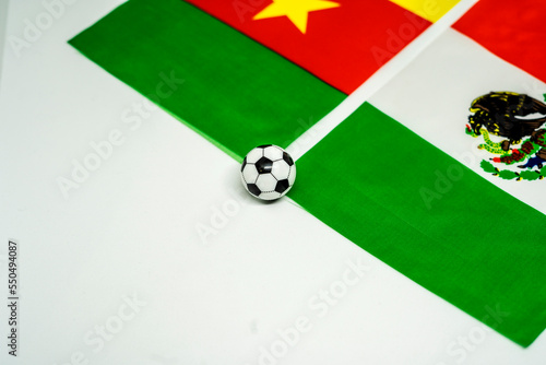 Cameroon vs Mexico  Football match with national flags