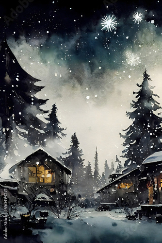 Christmas Landscapes Backgrounds for Decoration, Made by AI © Kanweat
