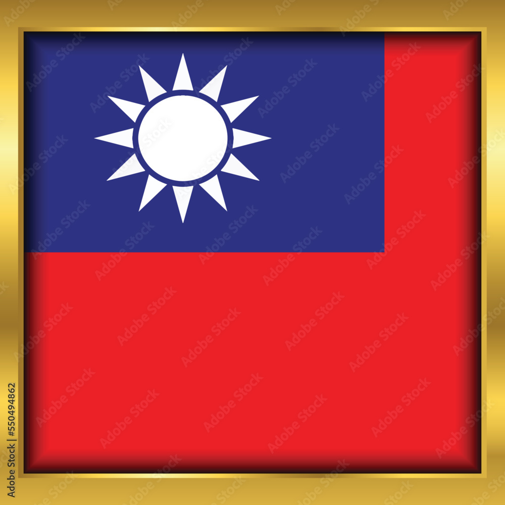 Taiwan flag,Taiwan flag golden square button,Vector illustration eps10. Taiwan flag,Taiwan flag golden square button,Vector illustration eps10.