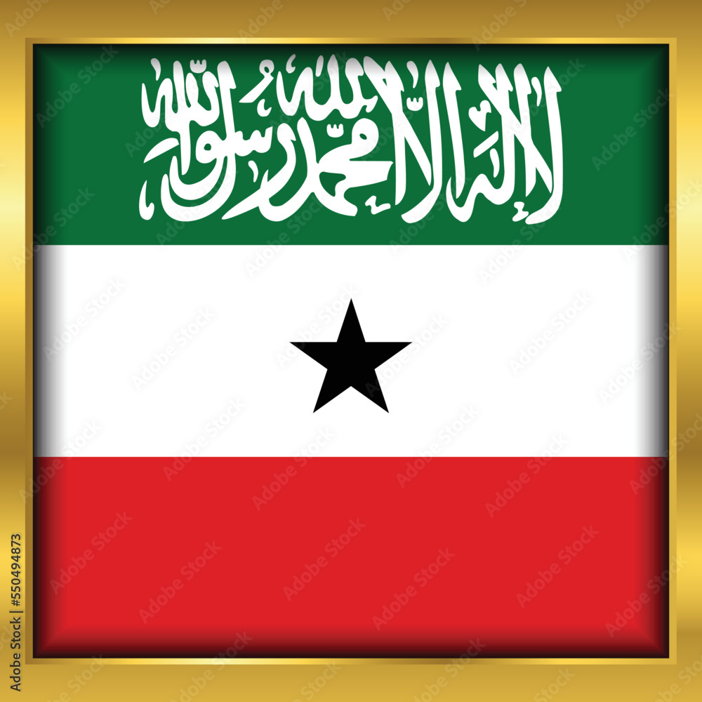 Somaliland flag,Somaliland flag golden square button,Vector illustration eps10. Somaliland flag,Somaliland flag golden square button,Vector illustration eps10.