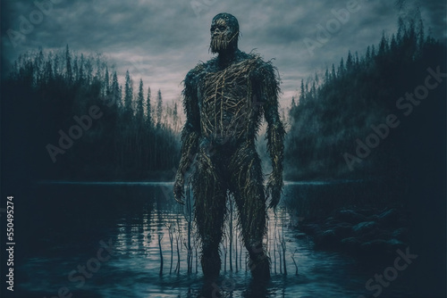 scary halloween plant swamp monster in lake 