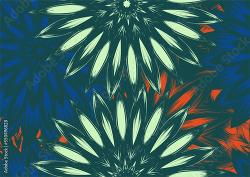 Flowers. Seamless floral background. Tracery handmade nature ethnic fabric backdrop pattern. Textile design texture. Decorative color art. Vector