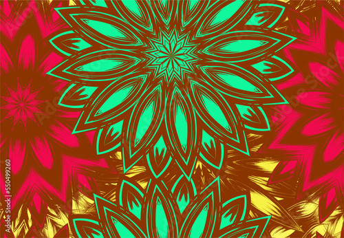 Flowers. Seamless floral background. Tracery handmade nature ethnic fabric backdrop pattern. Textile design texture. Decorative color art. Vector