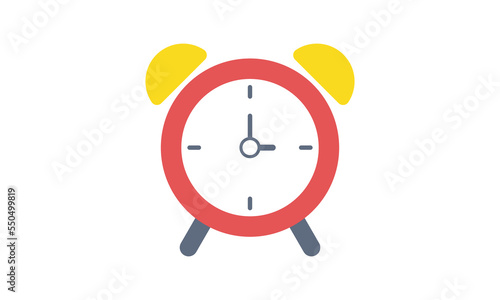 Alarm clock colored icon for web. Simple alarm clock sign vector design. Minimalist timer alarm web icon isolated on white background. Cute clock logo clipart. School and office supplies symbol icon