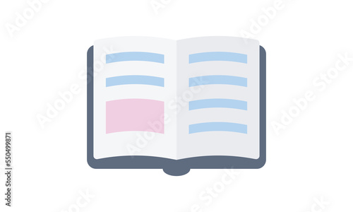 Open book icon for web. Simple opening book or textbook sign vector design. Minimalist open textbook web icon isolated on white background. Book logo clipart. School supplies symbol icon