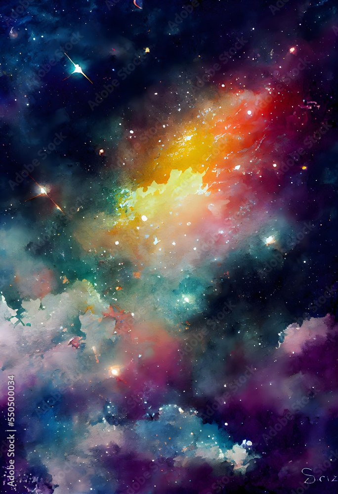 Space Watercolor Background, Space wallpaper