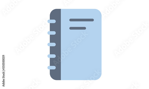 Notebook colored icon for web. Simple notebook sign vector design. Minimalist notebook web icon isolated on white background. Cute note book logo clipart. School supplies symbol icon