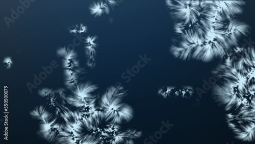 Winter holidays background and freezing effect, frost layer and ice over freeze covering abstract dark blue backdrop, snowflakes cover surface, frozen snow for Christmas and wintertime holiday design photo