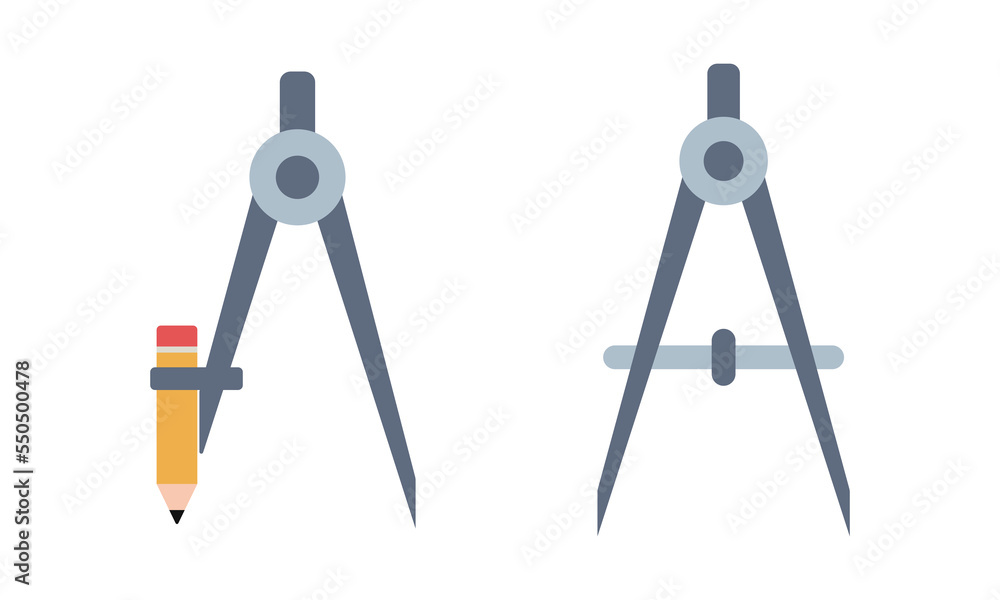 Student compass icon for web. Simple compass and divider set sign vector design. Minimalist student compass web icon isolated on white background. Office divider logo clipart . School supplies symbol Student compass icon for web. Simple compass and divider set sign vector design. Minimalist student compass web icon isolated on white background. Office divider logo clipart . School supplies symbol