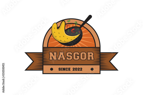 Vintage Retro Fried Rice Logo Design