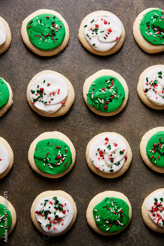 Wallpaper Mural Flatlay of Green and White Christmas Cookies Torontodigital.ca