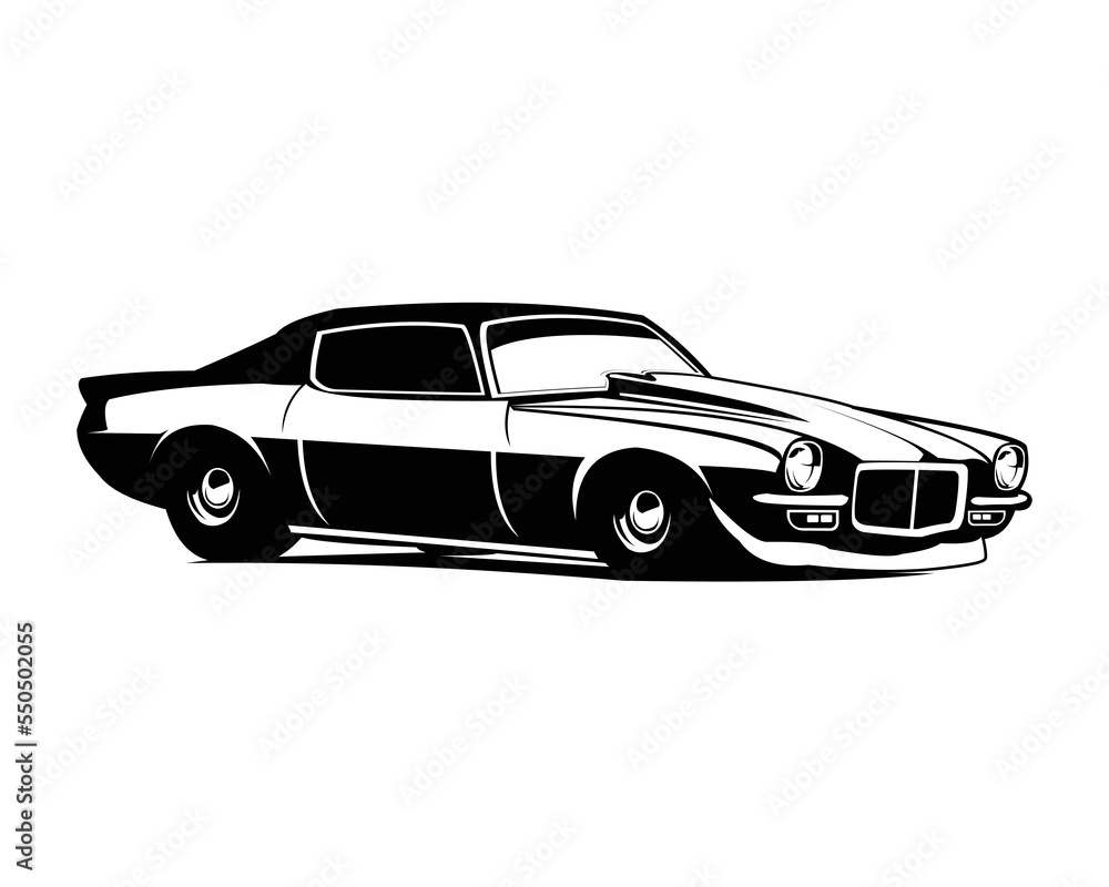 1970 chevy camaro car logo isolated on white background side view. best for the car industry.
