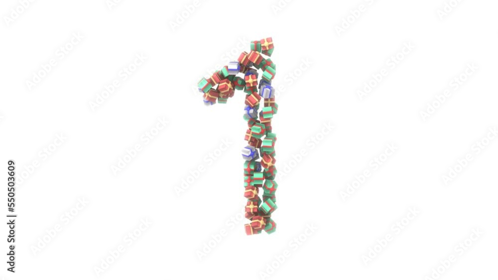 Animated Present Font - Number 1 Animated Present Font - Number 1