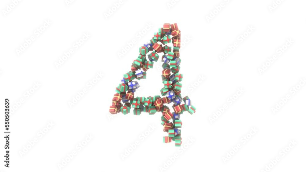 Animated Present Font - Number 4 Animated Present Font - Number 4